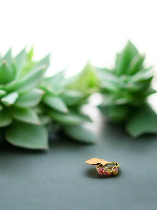 Raspberry Chalcedony in Golden Copper Ring