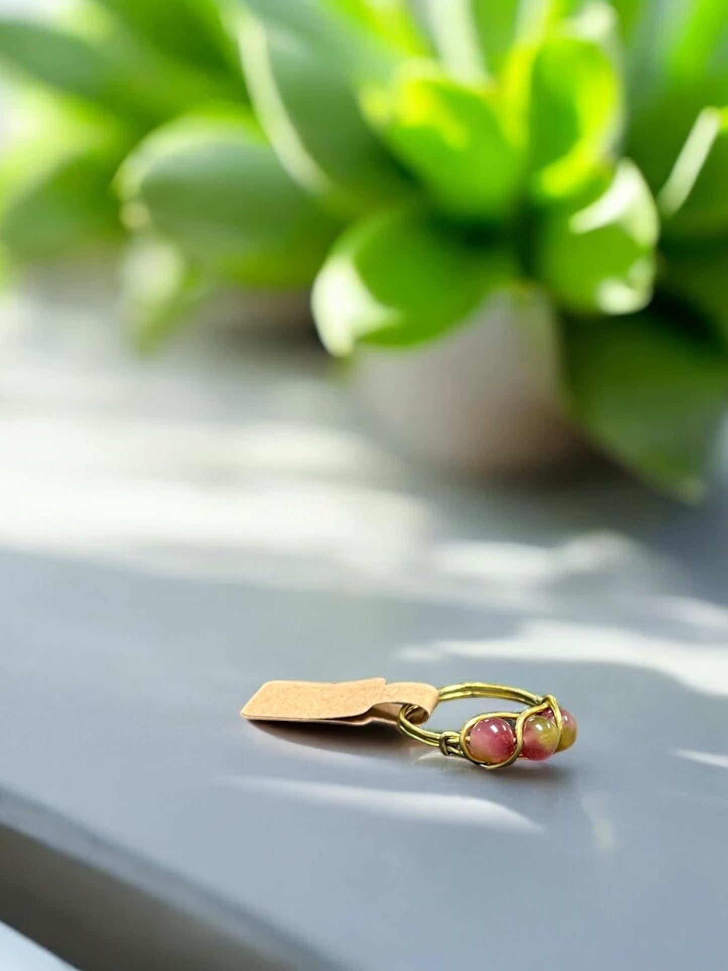 Raspberry Chalcedony in Golden Copper Ring