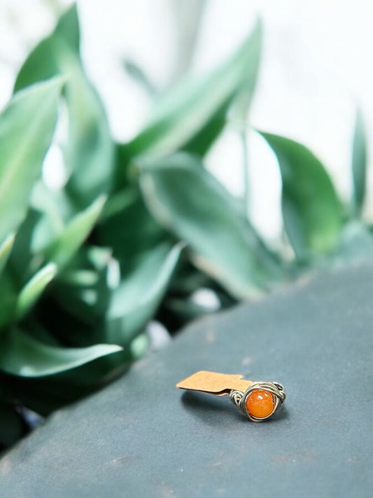 Yan Yuan Agate in Silver Colored Copper Ring