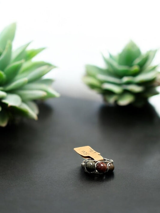 Alashan Agate in Silver Colored Copper Ring