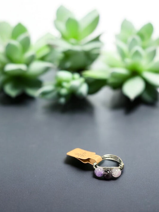 Dream Amethyst in Silver Colored Copper Ring