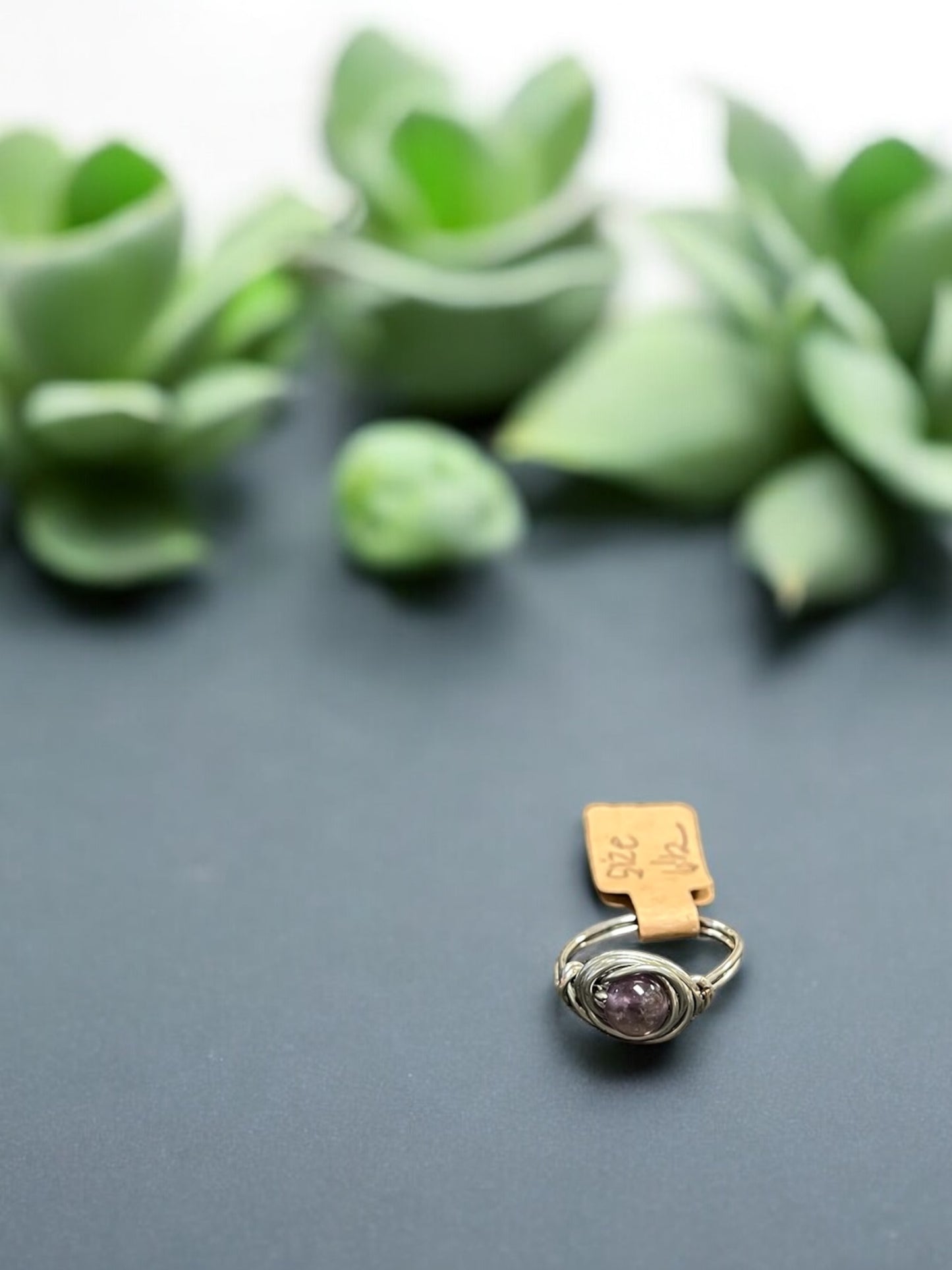 Amethyst in Silver Colored Copper Ring