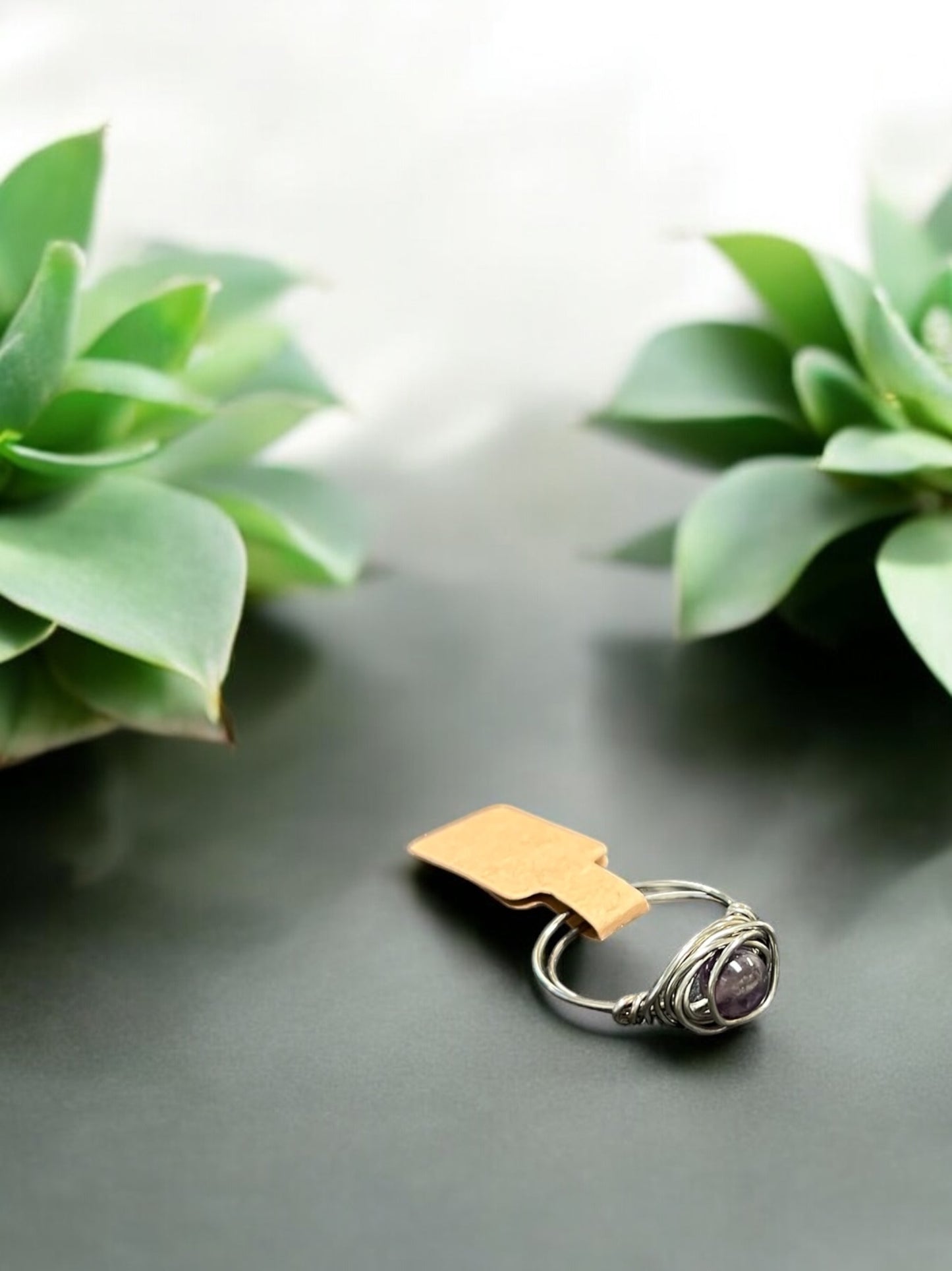 Alashan Agate in Silver Colored Copper Ring