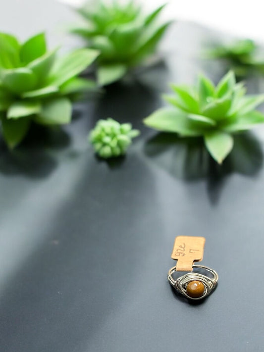 Alashan Agate in Silver Colored Copper Ring