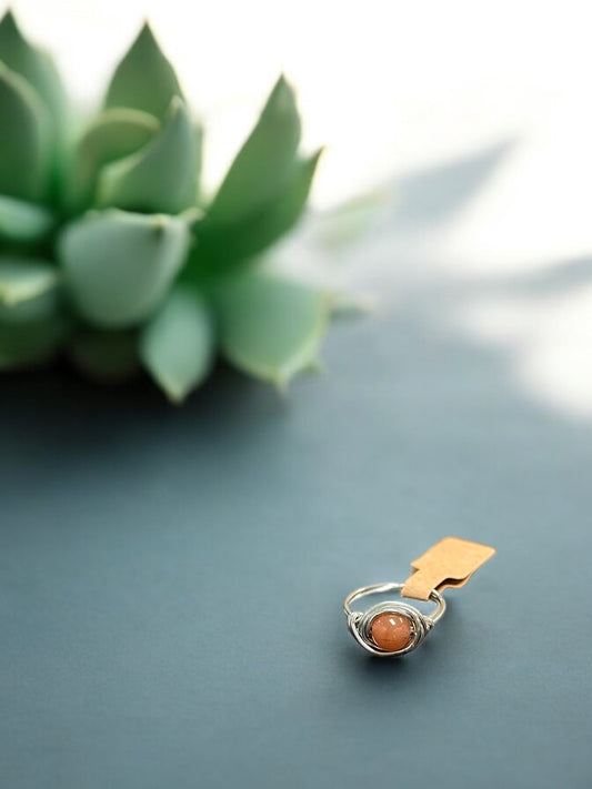 Yan Yuan Agate in Silver Colored Copper Ring