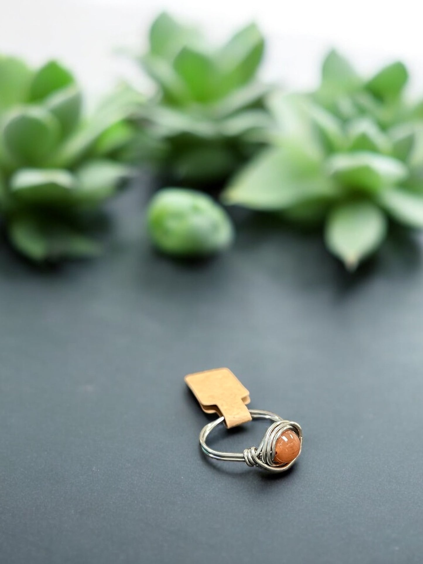 Yan Yuan Agate in Silver Colored Copper Ring