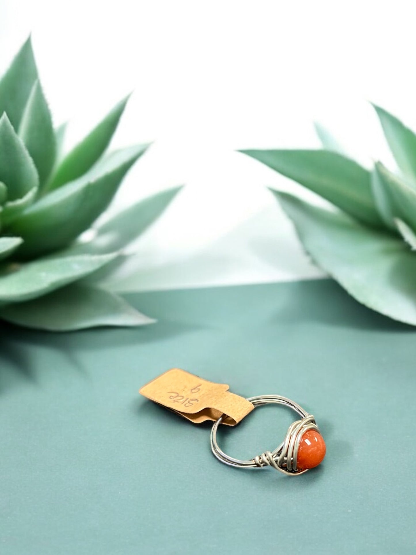 Yan Yuan Agate in Silver Colored Copper Ring