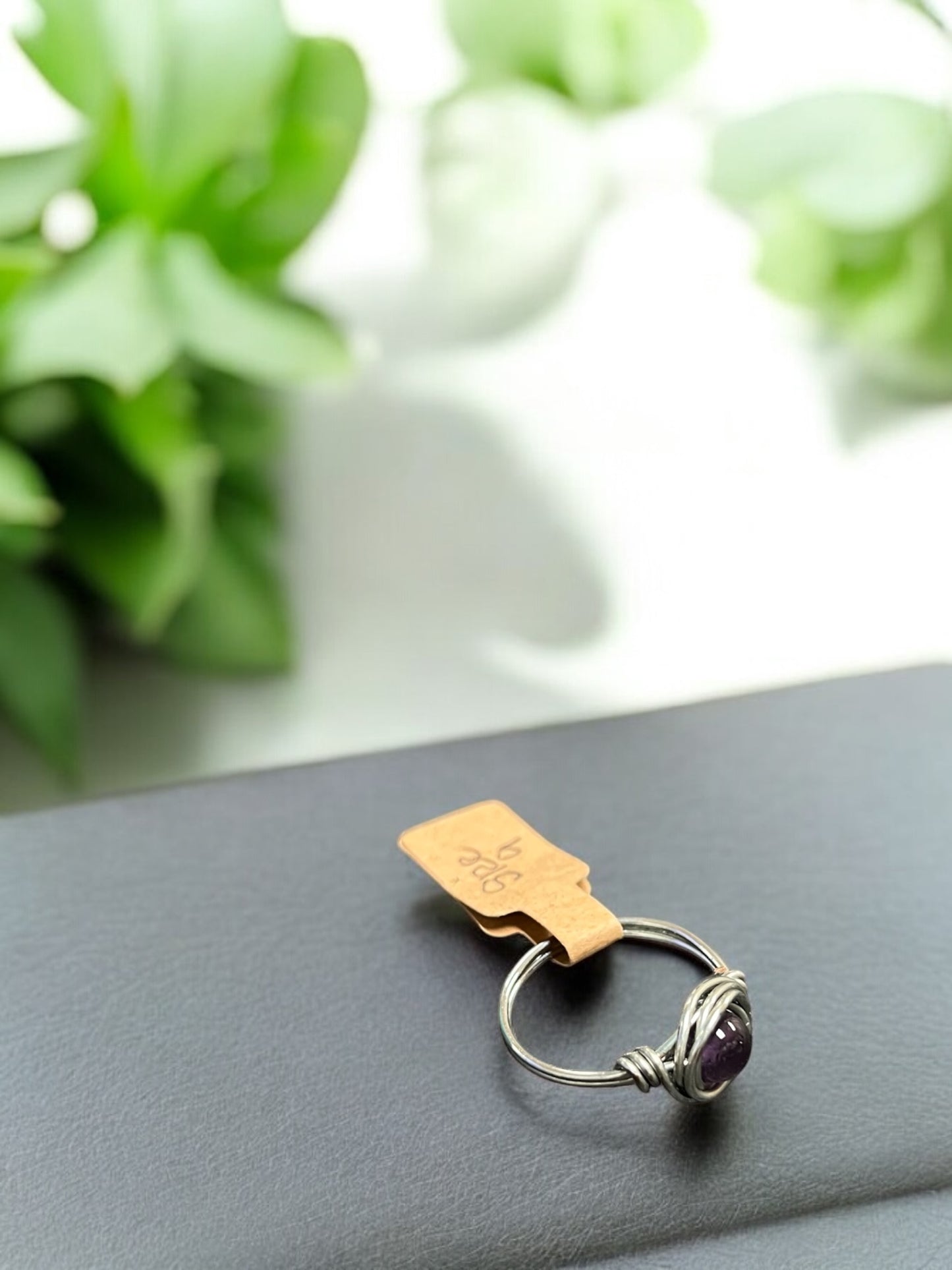 Amethyst in Silver Colored Copper Ring