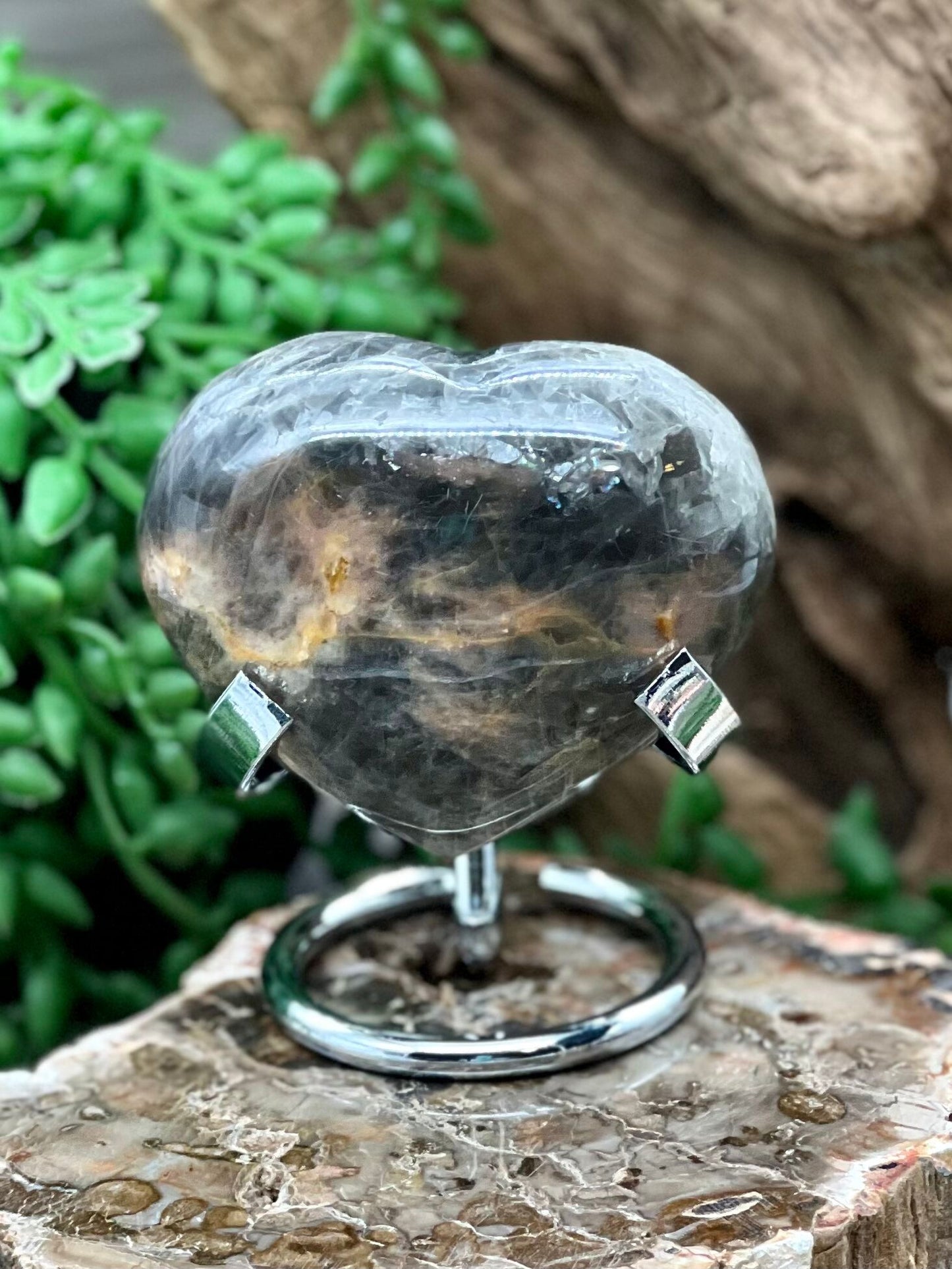 Black Moonstone Heart