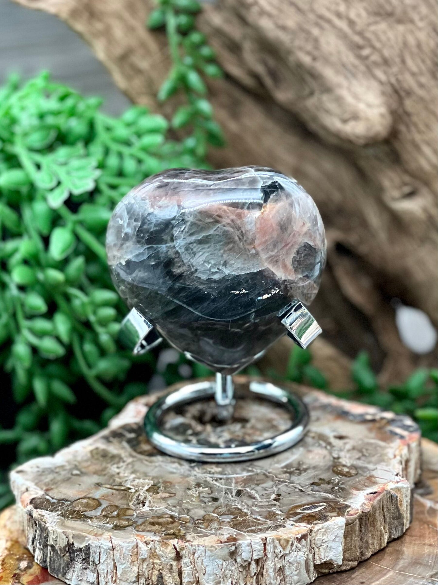 Black Moonstone Heart