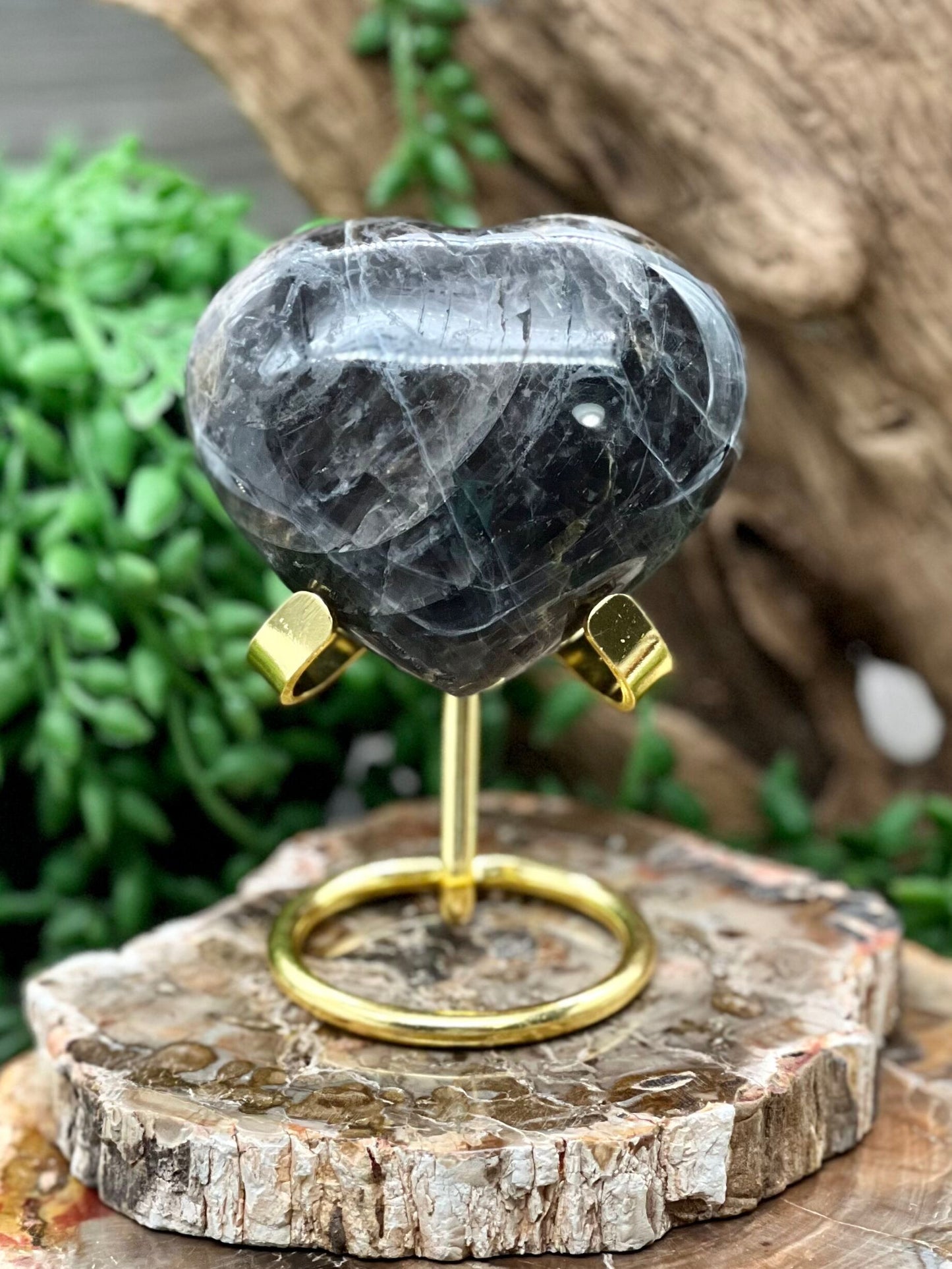 Black Moonstone Heart